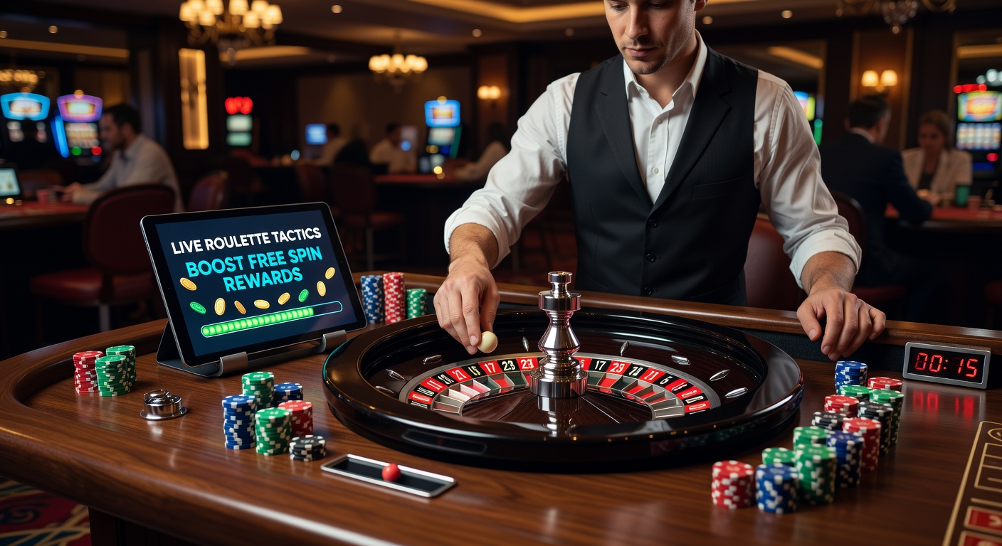 Dealer am Live-Roulette-Tisch verteilt Karten und Chips während eines Spiels, beleuchtet von warmem Casino-Licht