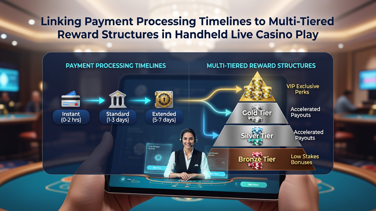 Handheld-Gerät zeigt Live-Blackjack mit Belohnungsfortschritt und Zahlungsbestätigung