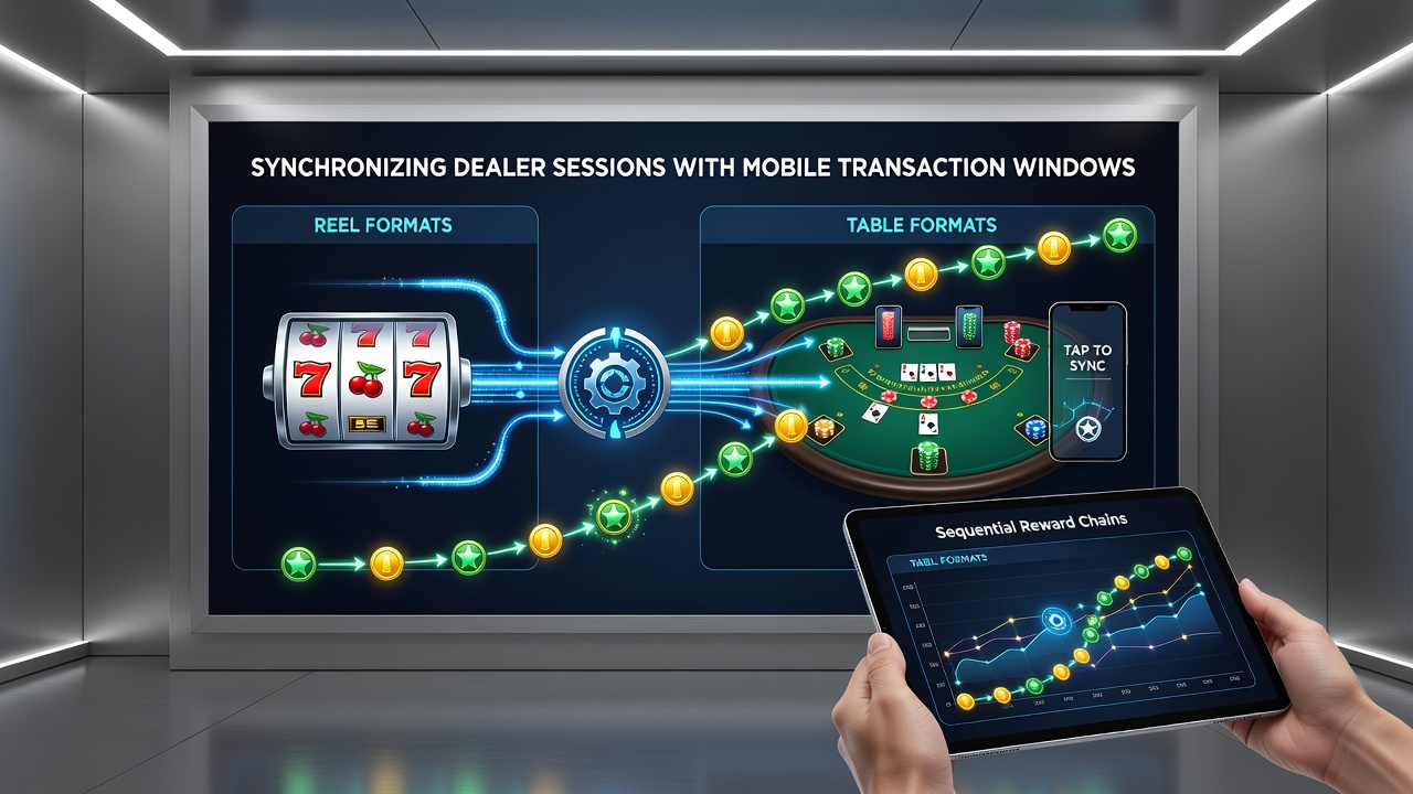 Darstellung der Synchronisation von Transaktionsfenstern und Dealer-Sessions in mobilen Casino-Formaten